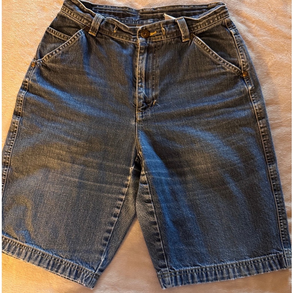 Liz Claiborne Lizwear Womens Denim Shorts Size 6 Blue High Rise Carpenter Cotton